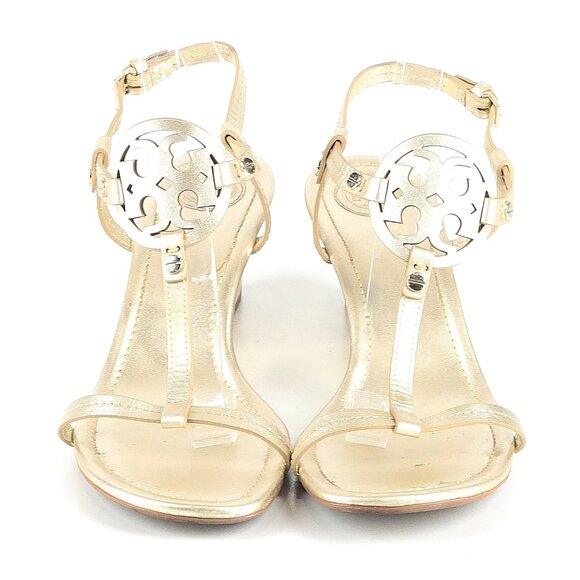Tory Burch Gold Wedge Sandals, Size 9 - Picture 2 of 4